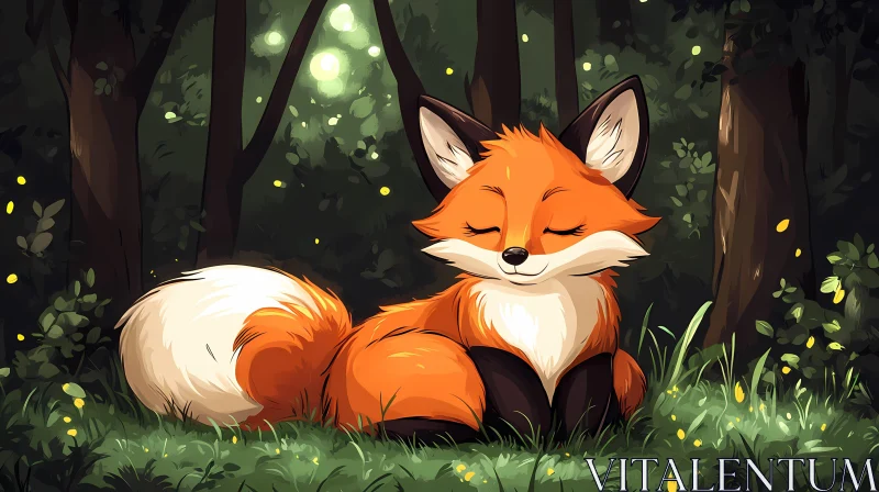 Serene Fox in Woodland Glade AI Image