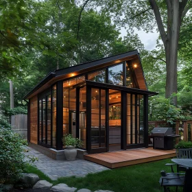 Contemporary Glass Cabin in Lush Green Backyard