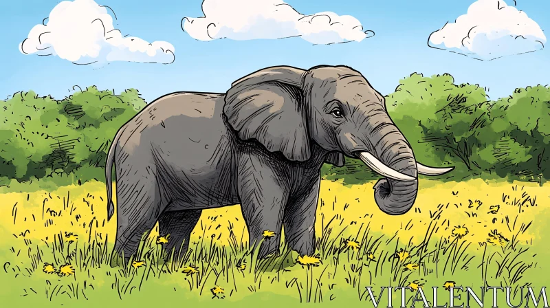 AI ART Elephant in Savanna