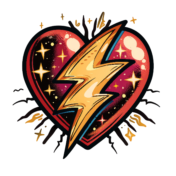 POD Design Heart and Lightning Tee