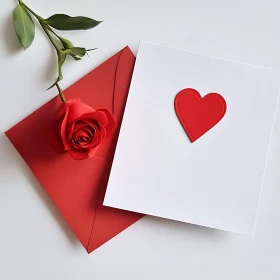 Romantic Rose and Heart Stationery