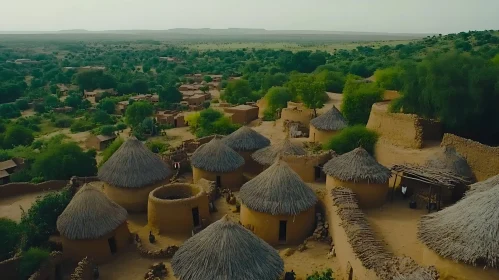 Aerial View of African Village Landscape