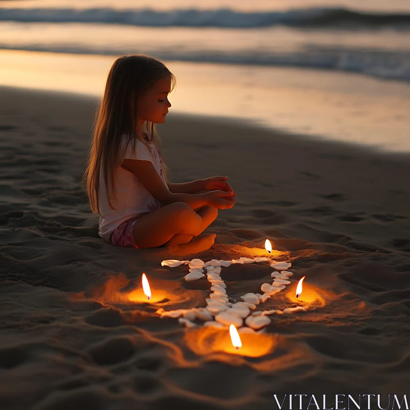 AI ART Child's Evening Meditation by the Sea