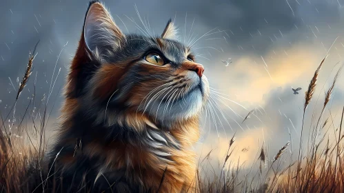 Cat Watching Sunset