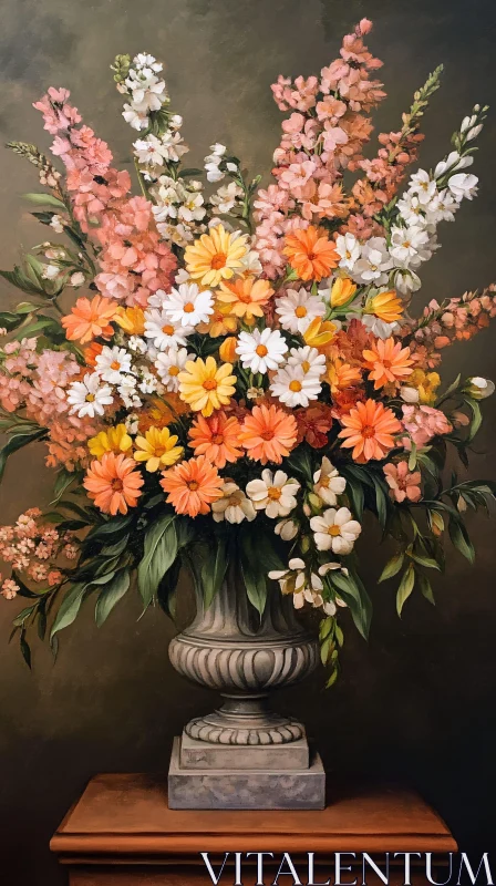 AI ART Exquisite Bouquet of Daisies in Decorative Vase