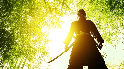 Silhouette of Warrior with Sword