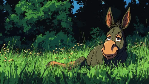 Playful Animated Donkey Relaxing