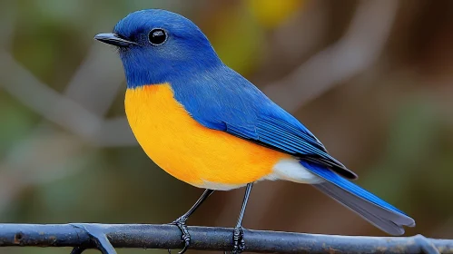 Vivid Blue and Orange Bird Close-Up