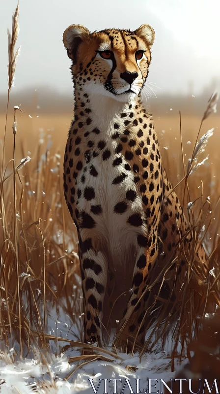 AI ART Cheetah in Tall Grasses