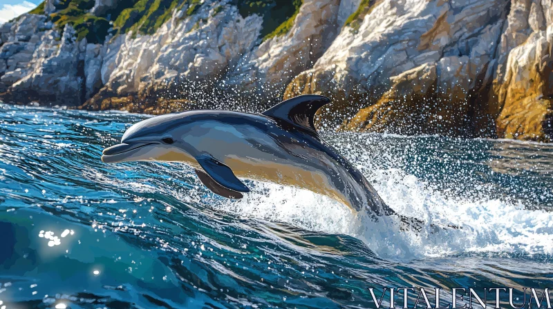 AI ART Graceful Dolphin in Ocean