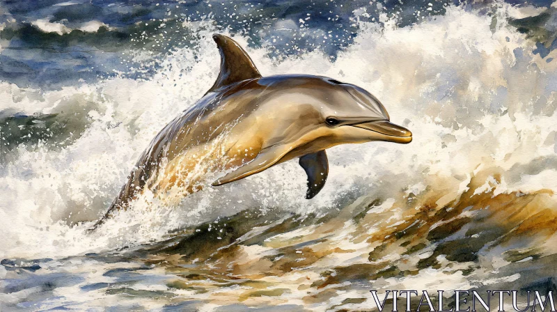 Marine Life: Dolphin in Action AI Image