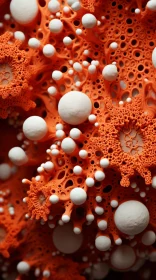 Abstract 3D Artwork of White and Orange Bubbles