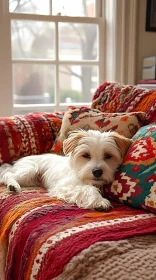 Cozy Dog Lounging in Sunlit Room