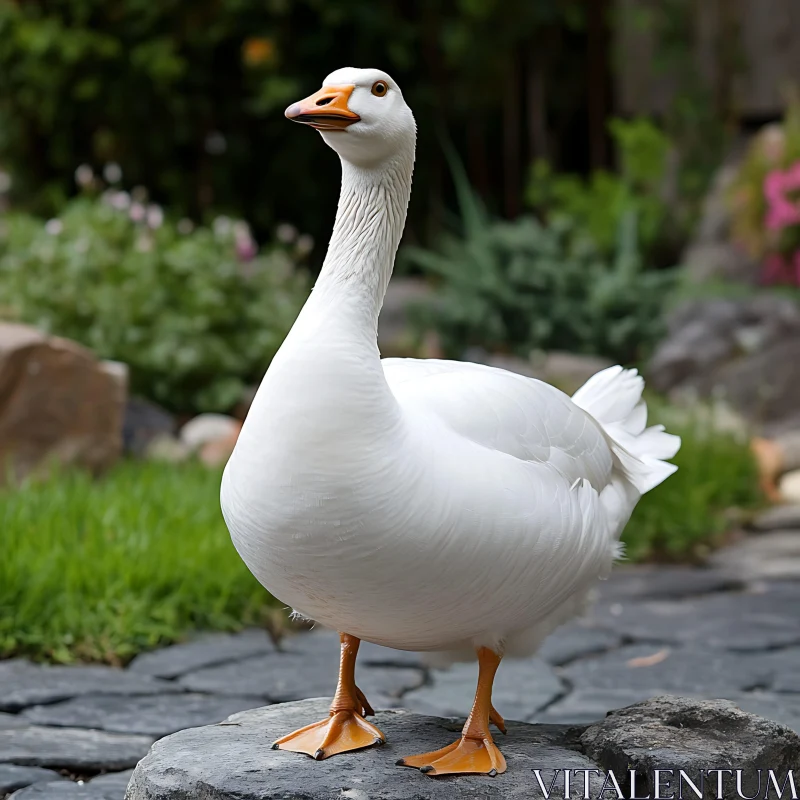 Goose on Stone AI Image