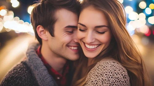 Smiling Couple in Warm Bokeh