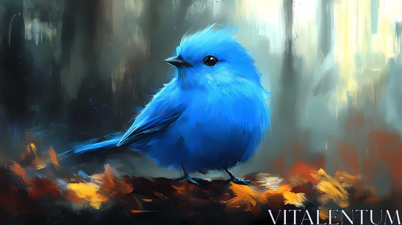 Blue Bird on Branch AI Image