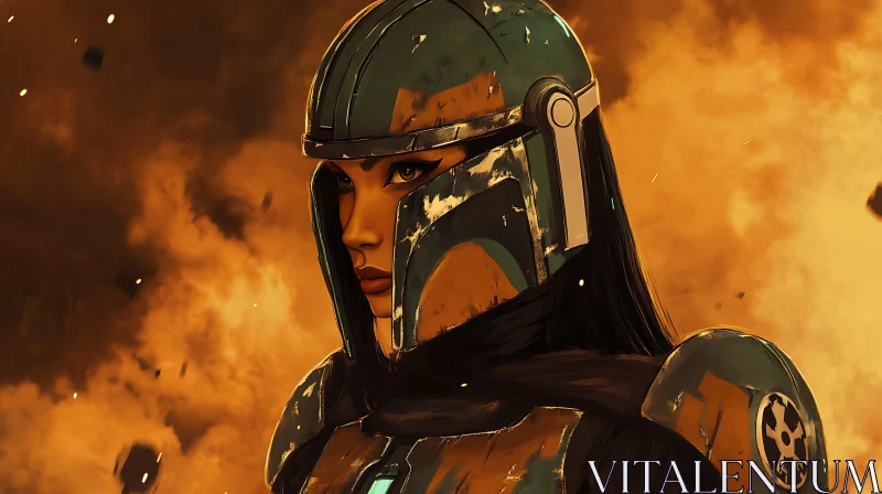 AI ART Armored Woman Warrior Portrait