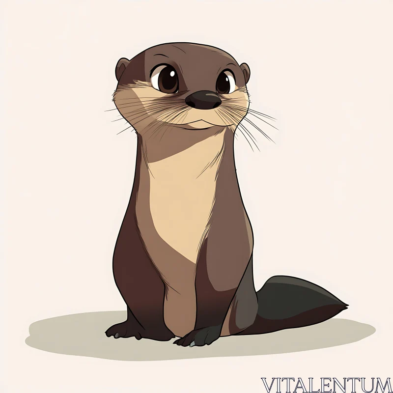 Cute Otter Character Drawing AI Image