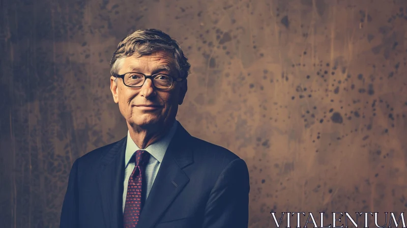 AI ART Bill Gates in Suit with Textured Backdrop Portrait