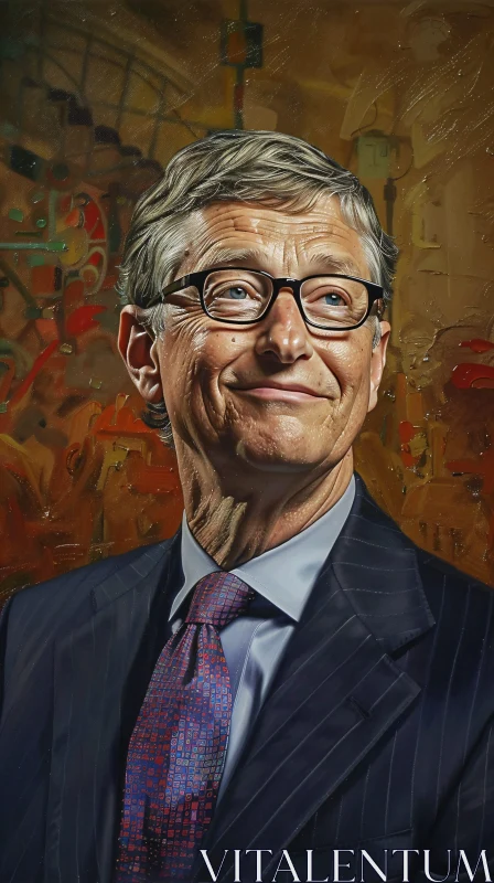 Bill Gates Abstract Background Portrait AI Image