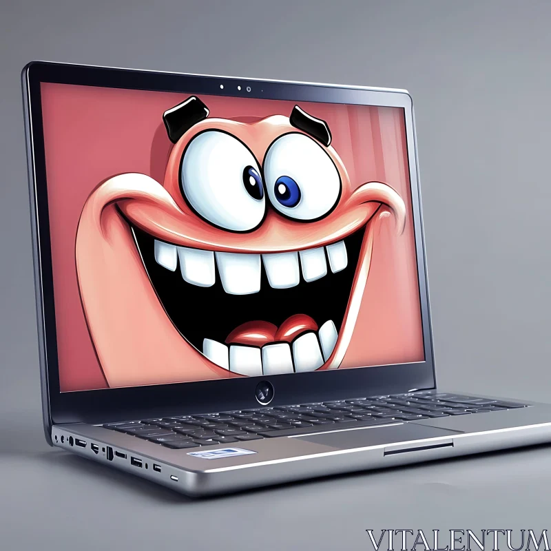 Animated Expression on Modern Laptop AI Image