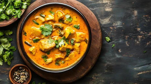 Bowl of Curry with Cilantro Garnish