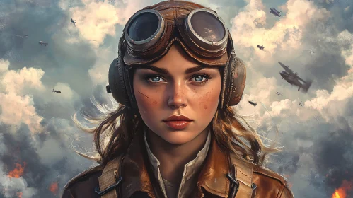 Female Aviator in Action