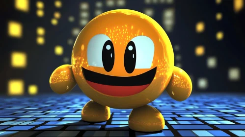 Whimsical Smiling Character on Luminous Background