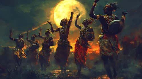 African Ritual Dance at Night