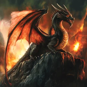Dragon with Fiery Wings Art