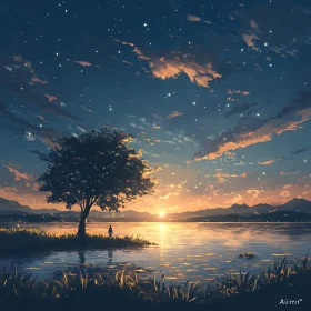 Evening Solitude by the Lake
