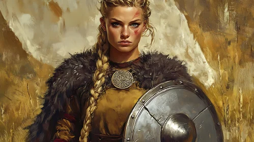 Strong Female Warrior with Shield