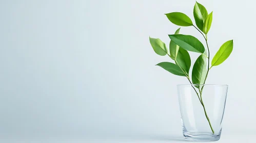 Minimalist Green Leaves in Glass