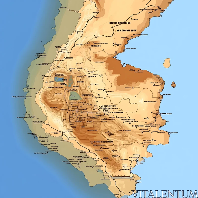 AI ART Artistic Terrain Map Illustration