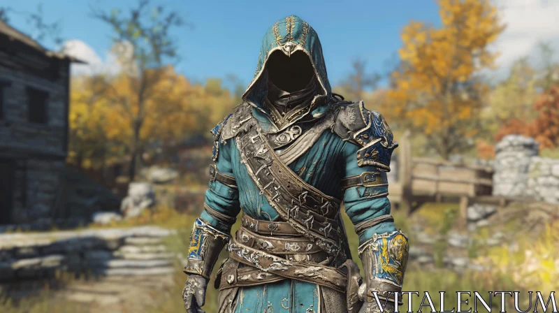 AI ART Hooded Assassin in Autumn Setting