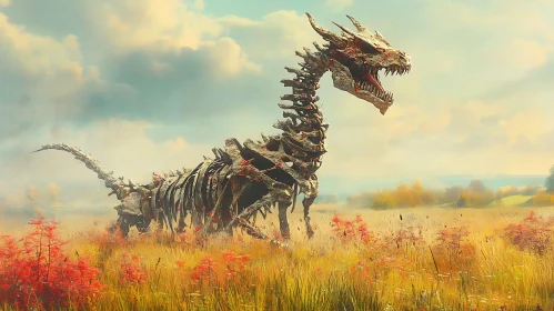 Dragon Skeleton in Autumnal Field