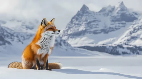 Serene Fox and Majestic Mountains