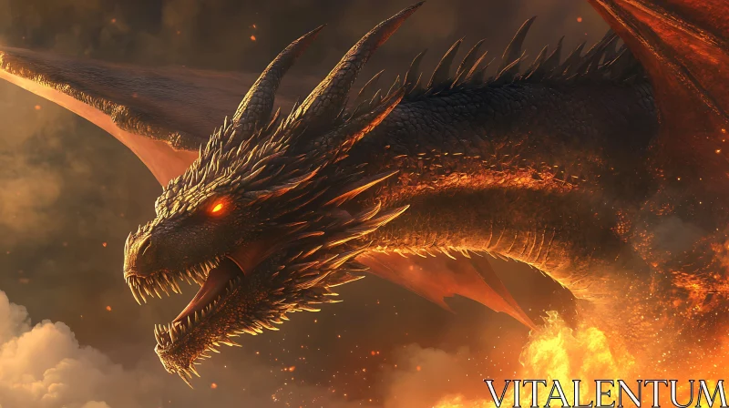 AI ART Fearsome Dragon Roaring in Firestorm