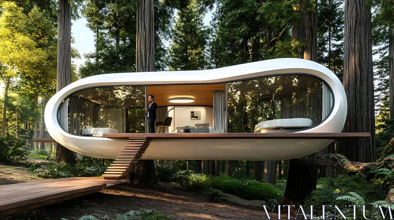 Luxury Elevated Home in Forest Setting AI Image