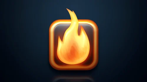 Stylized Flame Symbol within Square Frame