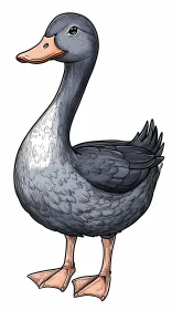 Illustrated Duck with Detailed Feathers