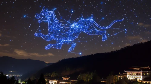 Azure Dragon in Starry Night
