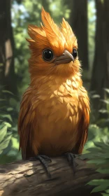 Curious Orange Forest Bird