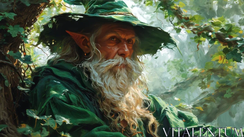 Enchanting Male Elf Portrait in Green - Fantasy Art AI Image