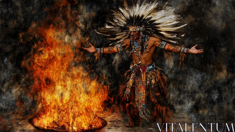 Tribal Ceremony with Fire AI Image