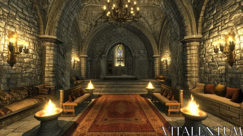 Medieval Throne Room Digital Rendering AI Image
