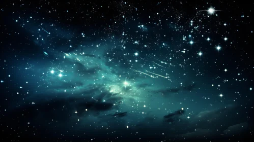 Mystical Starry Sky - A Vision of Otherworldly Splendor in Teal and Silver