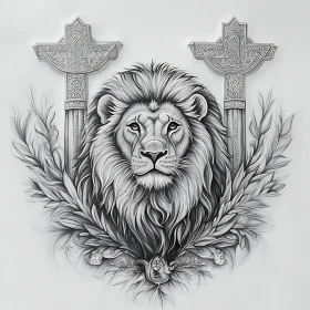 Monochrome Lion Drawing