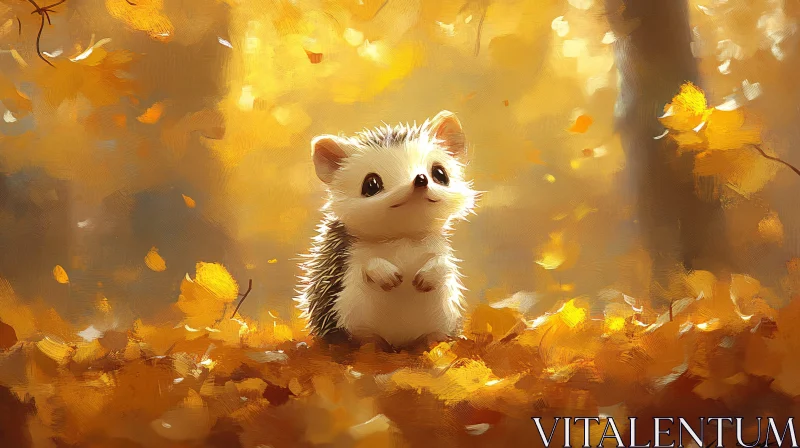 Autumn Hedgehog Illustration AI Image