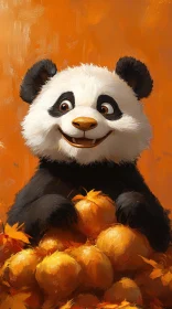 Playful Panda in Fall Colors